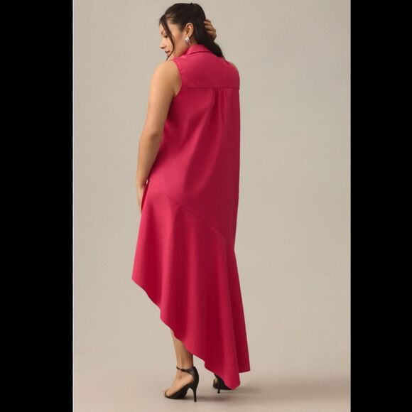 Anthropologie Sleeveless Buttondown Asymmetrical Ruffle Dress - Picture 2 of 4